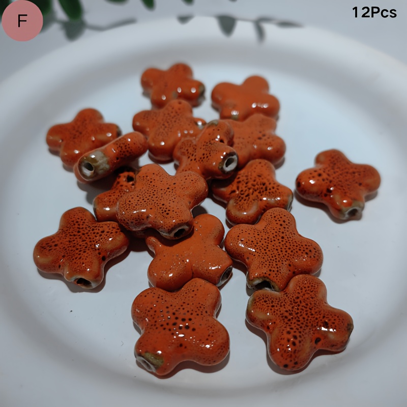 12pcs Colorful Large Hole Ceramic Cross Beads for DIY Jewelry